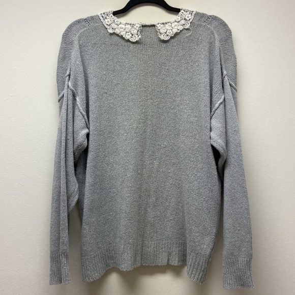 Vintage WESTERN CONNECTION | Silk Angora blend Cardigan size L Gray/White - Picture 9 of 13
